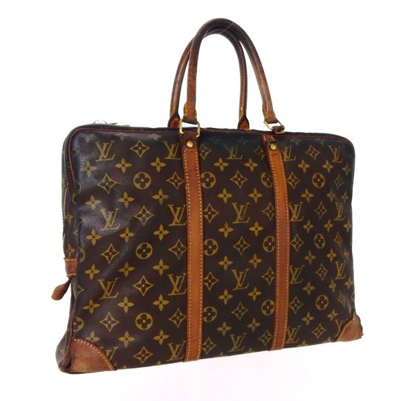LOUIS VUITTON Monogram Canvas Leather Porte-Documents Voyage Business Tote - Picture 1 of 11
